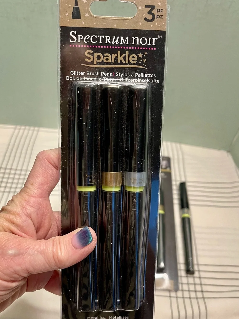 NEW Spectrum Noir Sparkle Brush Pens METALLICS CLEAR OVERLAY AND BLACK AND GOLD